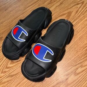 Champion Black and Blue Slide Sandals